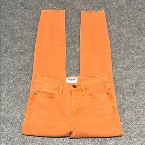 Frame Denim Bright Orange Crush Le High Skinny Jeans